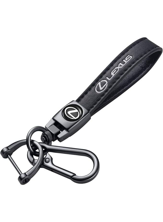 Genuine Leather Car Keychain – Soft Leather Key Ring for Men & Women | Car Key Holder Compatible with Most Key Fobs – Durable Keychain for Daily Use – Black