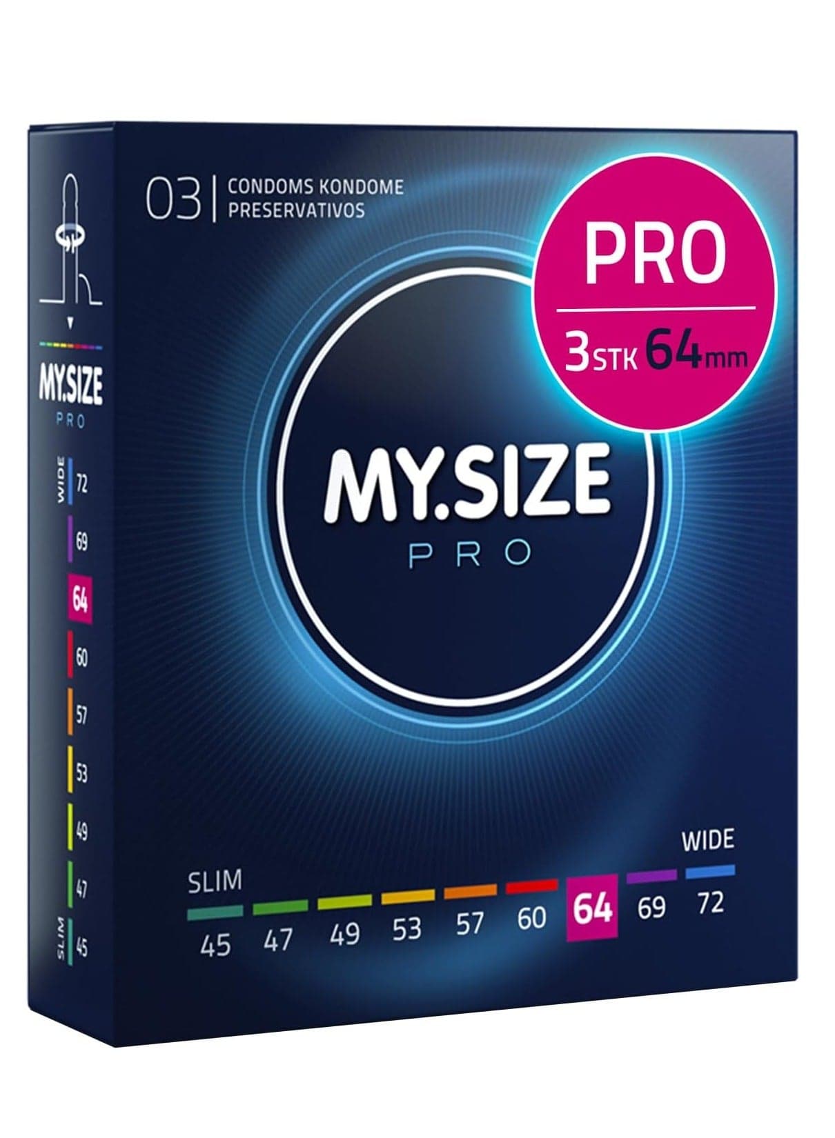 Ultra Thin Condoms 3 Pieces (64 Size) – Odorless, Long Lasting, Sustainable, Premium Quality for Maximum Comfort, Pleasure, and Sexual Health – Proper Fit Reduces Risks and Enhances Protection – Latex Men Condoms Available in Multiple Sizes (45 to 72)