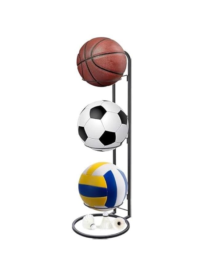Basketball Vertical Storage Rack, 3 Tier Cube Ball Storage Holder, Portable Outdoor Football Equipment Organizer, Removable Vertical Display Stand for Stadium Gym Classroom for Football