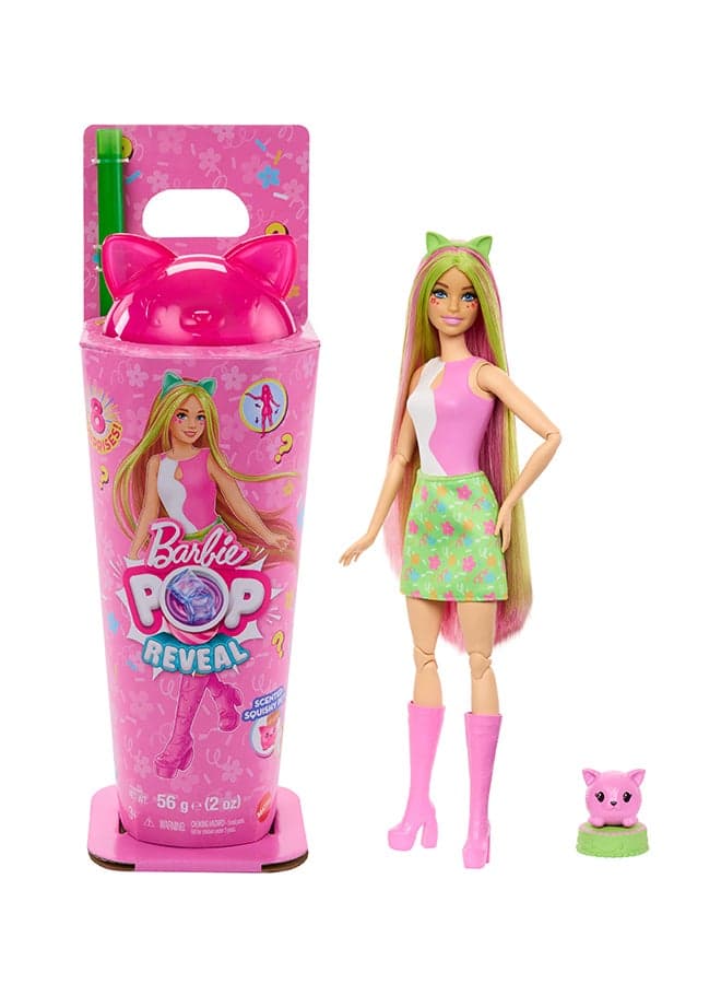 Pop Reveal Series Doll & Accessories Set, Shakes Series, Scented Cute Kitten Fashion Doll & Pet, 8 Surprises Include Color Change