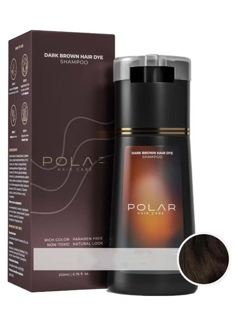 Hair Care Shampoo, Polar Hair Care Instant Dye Shampoo, Polar Hair Care Dye Shampoo (Dark Brown)