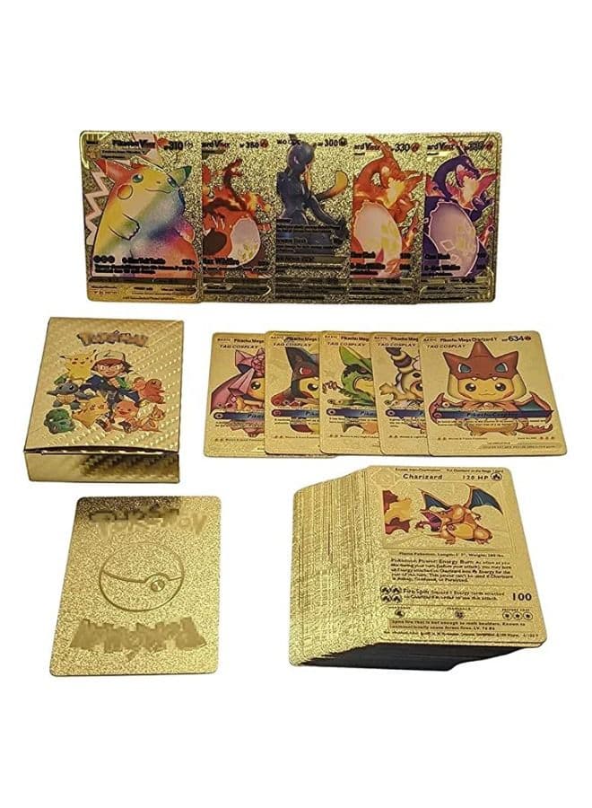 55-Piece Gold Cards Packs Vmax DX GX Rare Golden Cards Best Gift For Collectors And Kids
