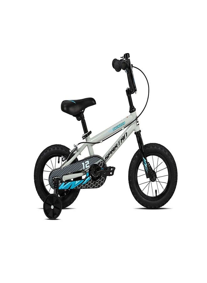Thunder 12-Inch Kids Bike | 12 Inch Wheel Size With Training Wheels | Single Speed | Gray Gloss Color