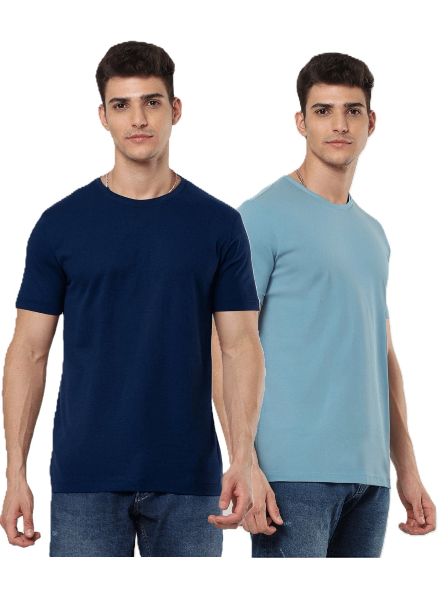2 Pack Premium Men's T-Shirt 100% Organic Cotton Super Combed Biowash Crew Neck Soft Breathable 180 GSM
