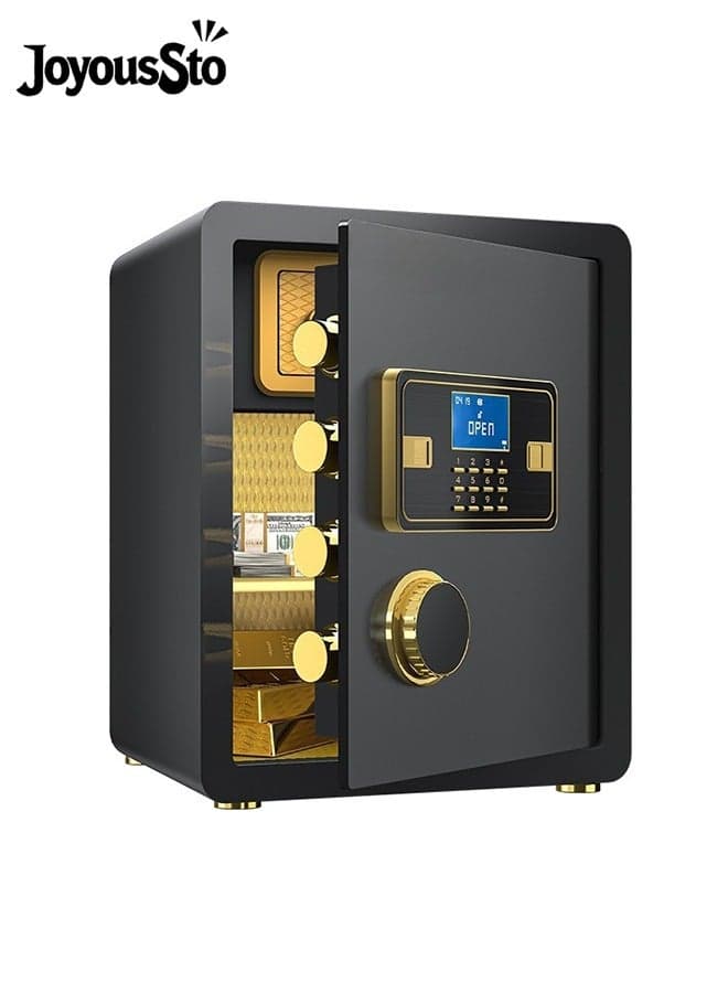 Fireproof Safe Box for Home Electronic Home Security Safe with Programmable Keypad Lock, Secure Documents Money Valuables LED Display Size 45x38x33cm Black