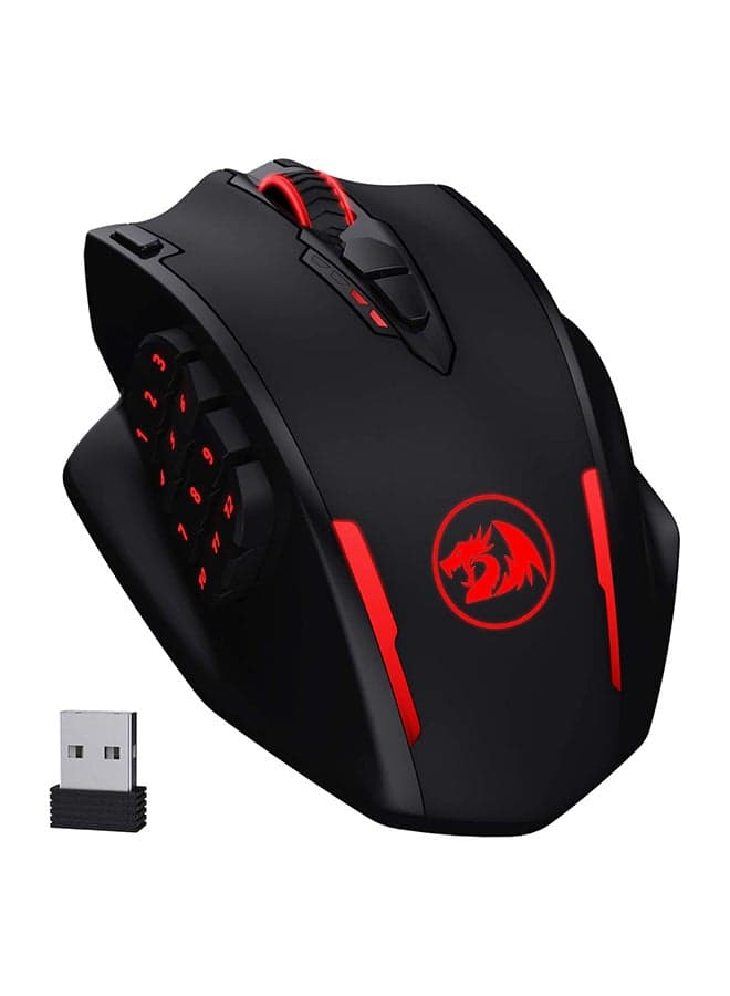 M913 Impact Elite Wireless & Wired Gaming Mouse – 16,000 DPI Pixart 3335 Sensor, 16 Programmable Buttons (12 Side Buttons), RGB Lighting, 45-Hour Battery, Ergonomic Design for MMO/MOBA, USB-C & 2.4GHz Connectivity, Black