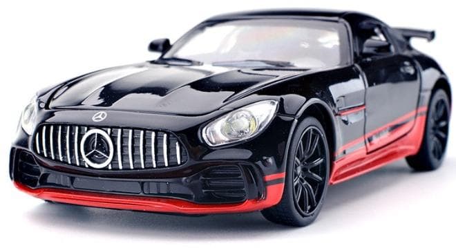 1:32 AMG GTR Car Model Toy, Diecast Zinc Alloy Pull Back Toy Car, Sound and Light Pull Back Model Car for Kids Boy Girl Gift (Black/Red)