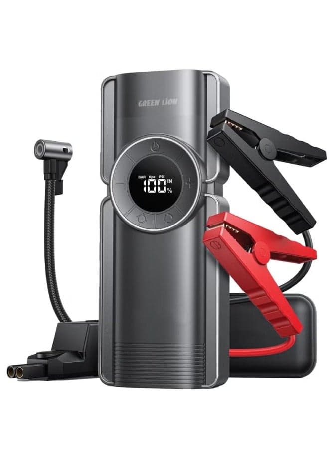 GREEN LION Jump starter10 4-in-1 Car Jump Starter with Air Compressor, 10000mAh Power Bank