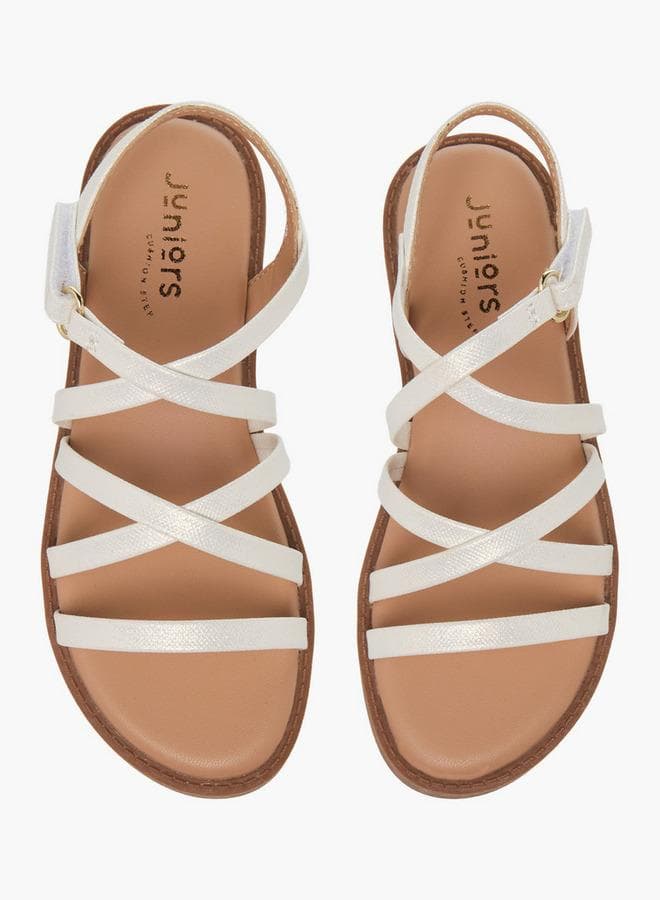 Girls Cross Strap Hook And Loop Sandals