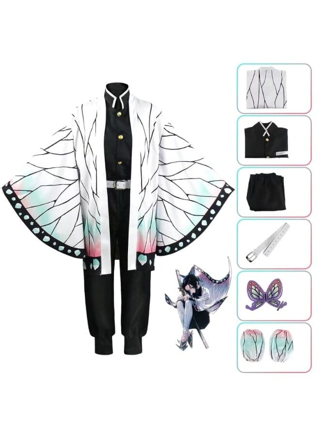 Demon Slayer Shinobu Kocho Cosplay Costume Set ,Anime Role-Play Outfit, Including Purple Butterfly Haori, Top, Pants, Leg Wraps And Hairpin ,Suitable For Birthday Celebrations, Stage Performances, Theme Parties, Talent Shows, And Various Occasions ,For Adults