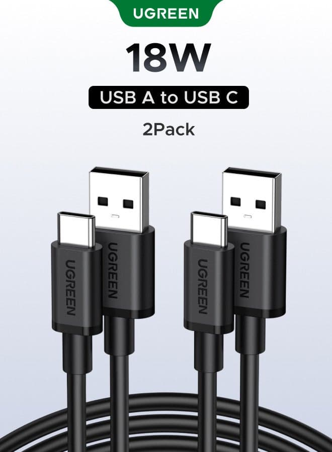 USB A to USB-C Charger Cable 2Pack 1M Black, 18W Fast Charging Type C Cable Charging Cable, PVC Flexible Durable USB Cable for CarPlay & Android Auto Compatible, 480Mbps Data Sync for iPhone 17/16/15 series. Samsung Galaxy S10/Note 9/8,Pixel6/7,iPad Mini,Huawei, Xiaomi, Vivo, Oppo, and More Black 1M 2P(PVC)