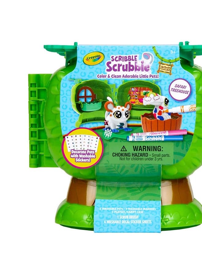 Scribble Scrubbie Pets Safari Treehouse, Toy Storage Case, Gift for Boys & Girls