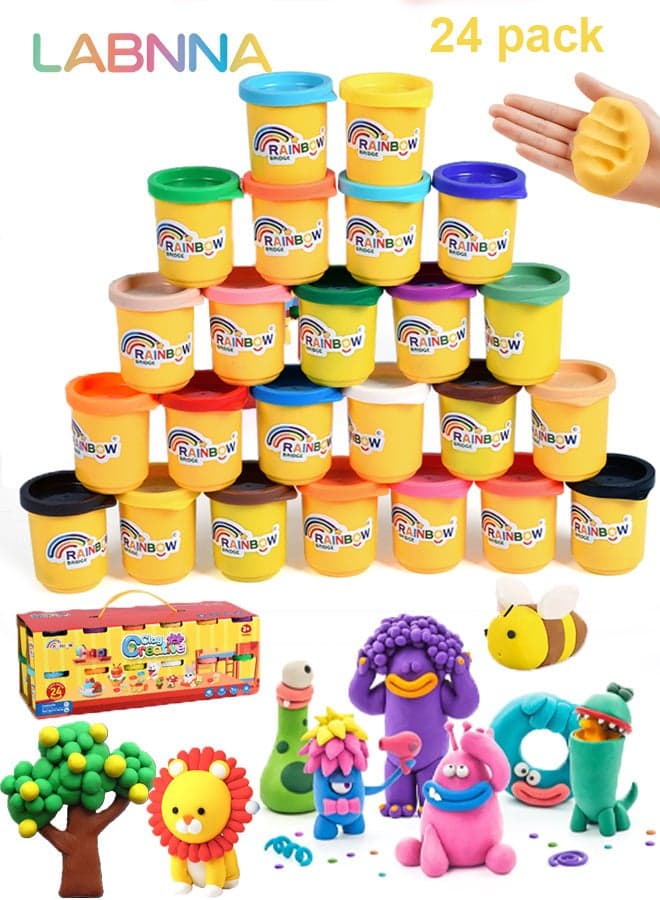 24 Pack Play-Dough Modeling Compound Toys Handmade Plasticine Children's Toys Non-toxic 50g Cans,Kids Arts Crafts Preschool Toys