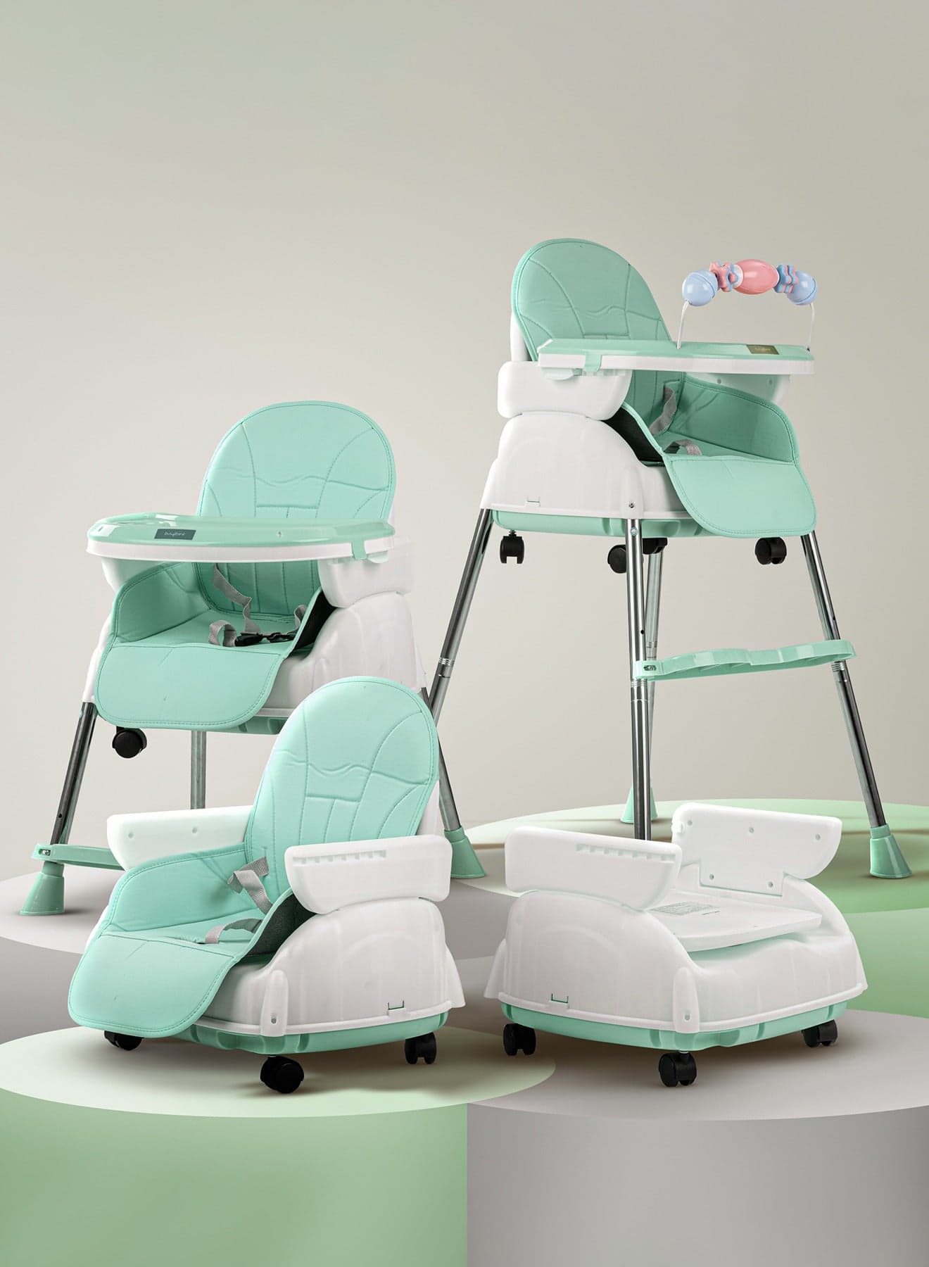 4 In 1 Nora Convertible High Chair For Kids With Adjustable Height And Footrest Baby Toddler Feeding Booster Seat With Tray Safety Belt Kids High Chair For Baby 6 Months To 4 Years Green
