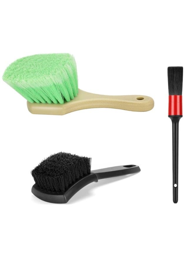Wheel Rim & Tire Brush Set, Soft & Stiff Bristle Wash Cleaning Supplies Kit for Car Body Exterior Surface, Carpet, Truck,SUV,RV,Motorcycle