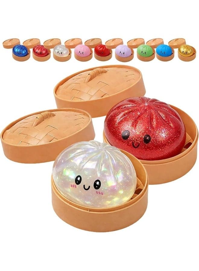 2026 Glitter Dumpling Squishy Toy Stress Relief White Red Colorful Gift Box