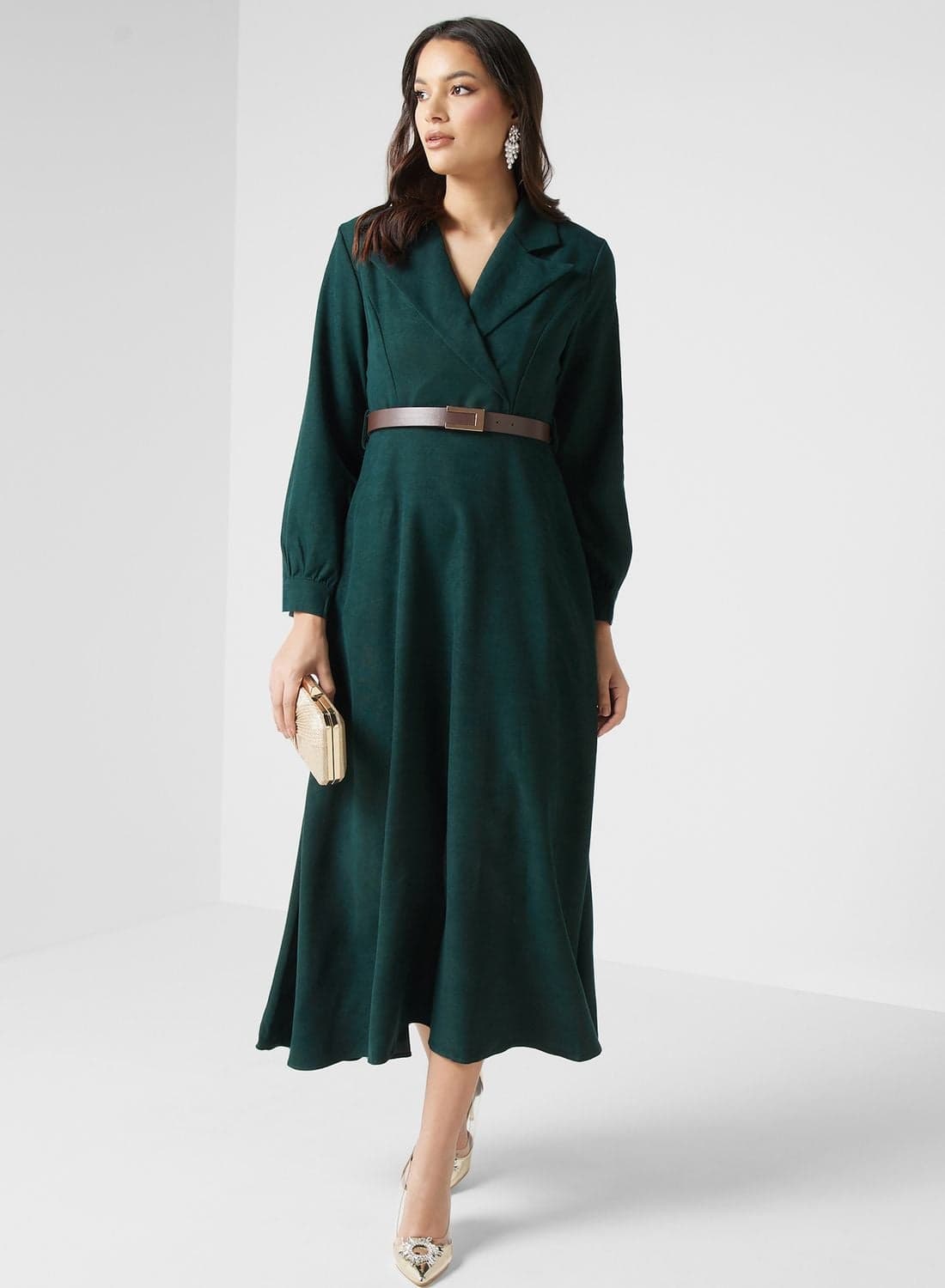 Belted Long Sleeve Dress