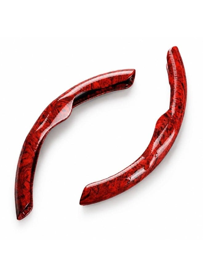 Steering Wheel Cover Wood Grain Red Style