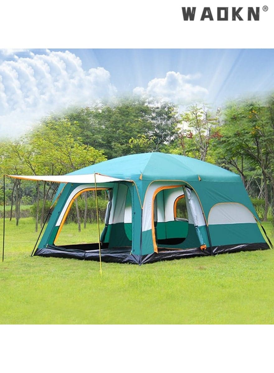 Outdoors Two Rooms And One Living Room 3-4 Persons Camp Portable Double-Deck Big Tent,Waterproof,Double Layer,Big Tent for Outdoor,Picnic,Camping,Family Gathering,Parties, Music Festival Tent