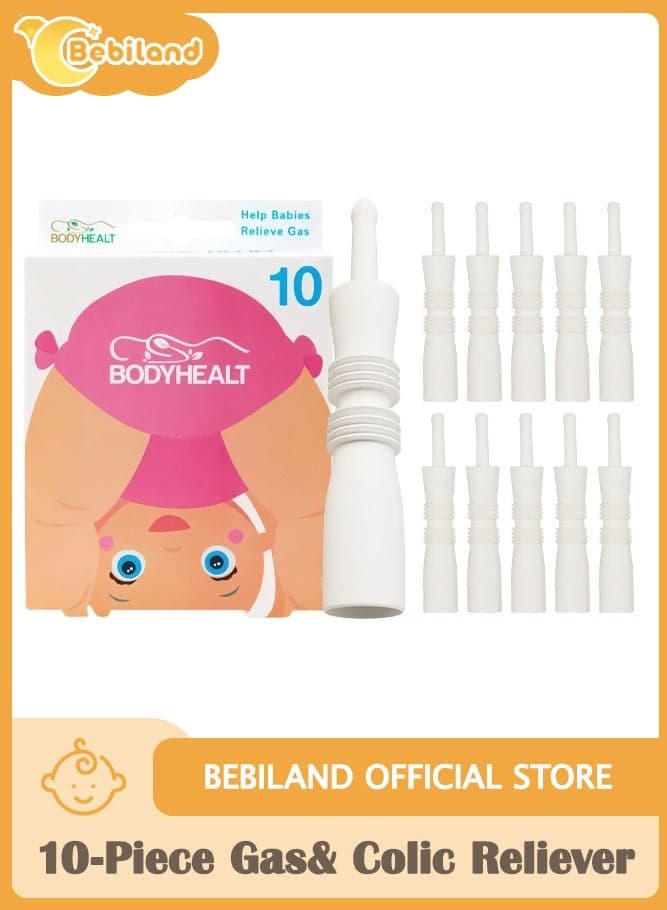10 Pcs Baby Gas Reliever, Medical Grade BPA-Free Colic Reliever for Newborn, Pediatrician-Approved Instant Tummy Discomfort Relief, Baby Gas Passer Tubes