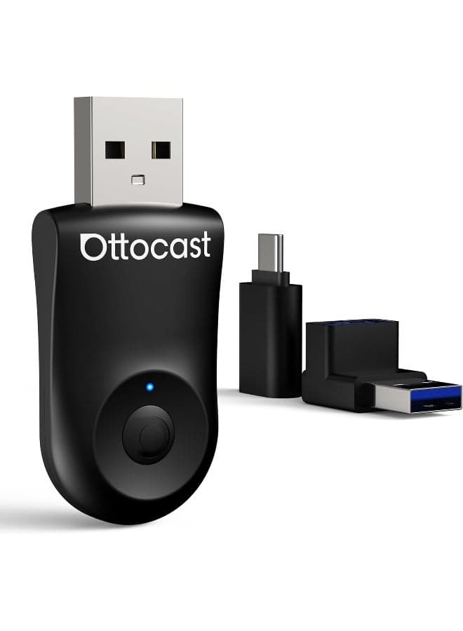 OTTOCAST Mini 2in1 Wireless Carplay Adapter for Apple iPhone with GPS Passthrough, Android Auto Car Adapter, Plug & Play, Convert Wired to Wireless Car Play Dongle to USB& USB-C, No Delay