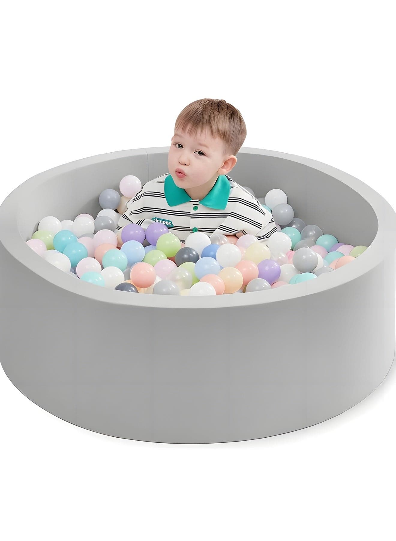 Foam Ball Pit for Toddlers,35.5"x 11.9"Baby Ball Pit with Soft Memory Sponge,Indoor Outdoor Baby Playpen, Play Ball Pool for Infants Boys and Girls(Gray,NO Balls)