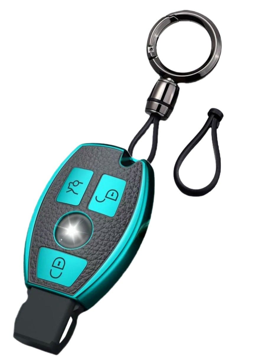 For Mercedes Benz Key Fob Cover, Premium Soft TPU Key Case Cover Compatible with Mercedes Benz C E S M CLS CLK G Class Keyless Smart Key Fob, With a key chain.(Green)