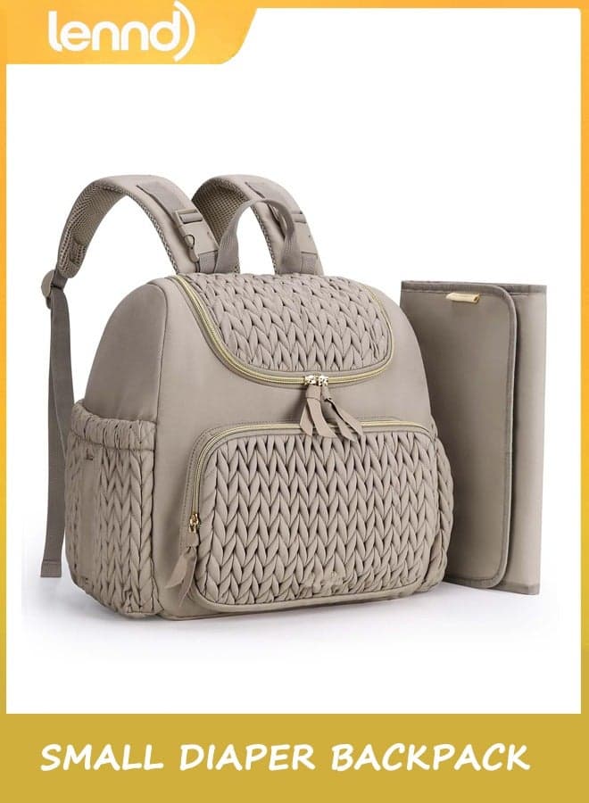 Diaper Bag Small Diaper Backpack Stylish Baby Travel Backpacks with Insulated Pockets, Changing Pad, Stroller Straps