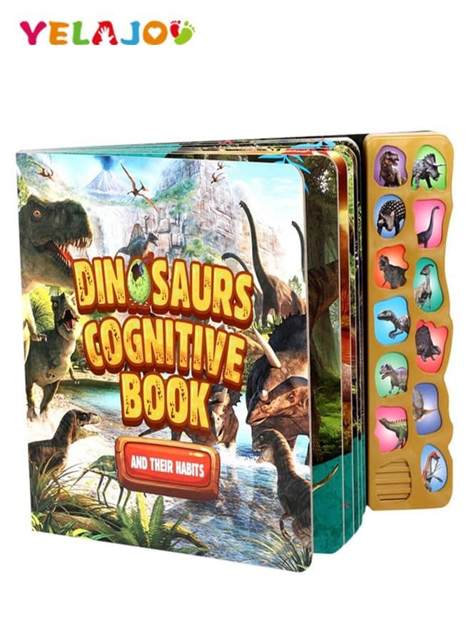 Interactive Dinosaur Book with 12 Realistic Dinosaur Figures, Learning Educational Toys for Kids