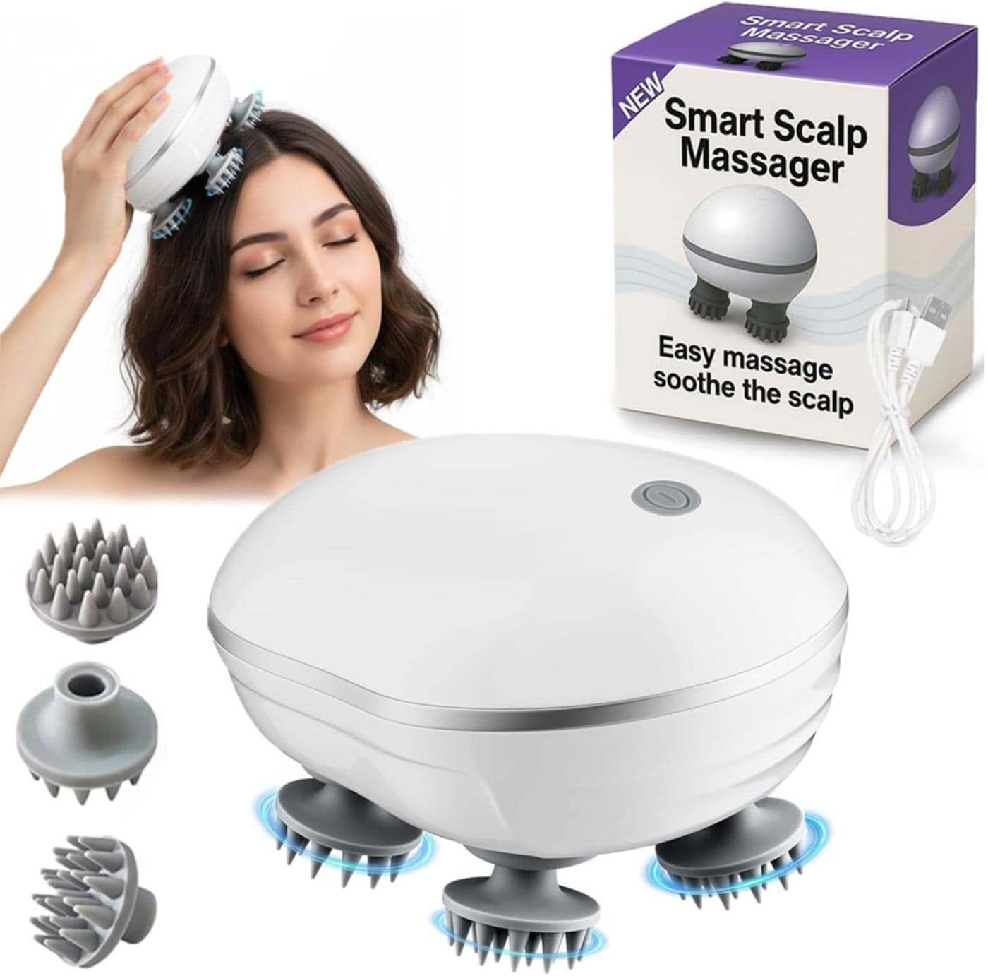 Electric Scalp Massager,Head Massager Scalp Stress Relax,Type-C Rechargeable Silicone Scalp Massager,Head Massager for Hair Growth,Head Scratcher,Scalp Massager Shampoo Brush,pet Massager,cat,Dog