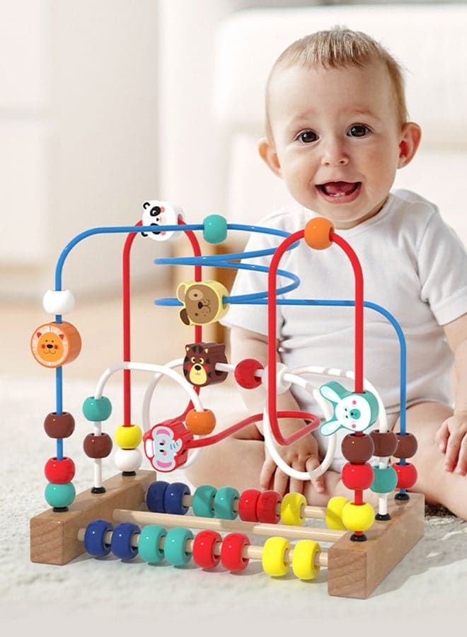 JHTOY-435-A Wooden Bead Maze Toy Animal Beads Multi Functional Sensory Toy for Kid Early Education