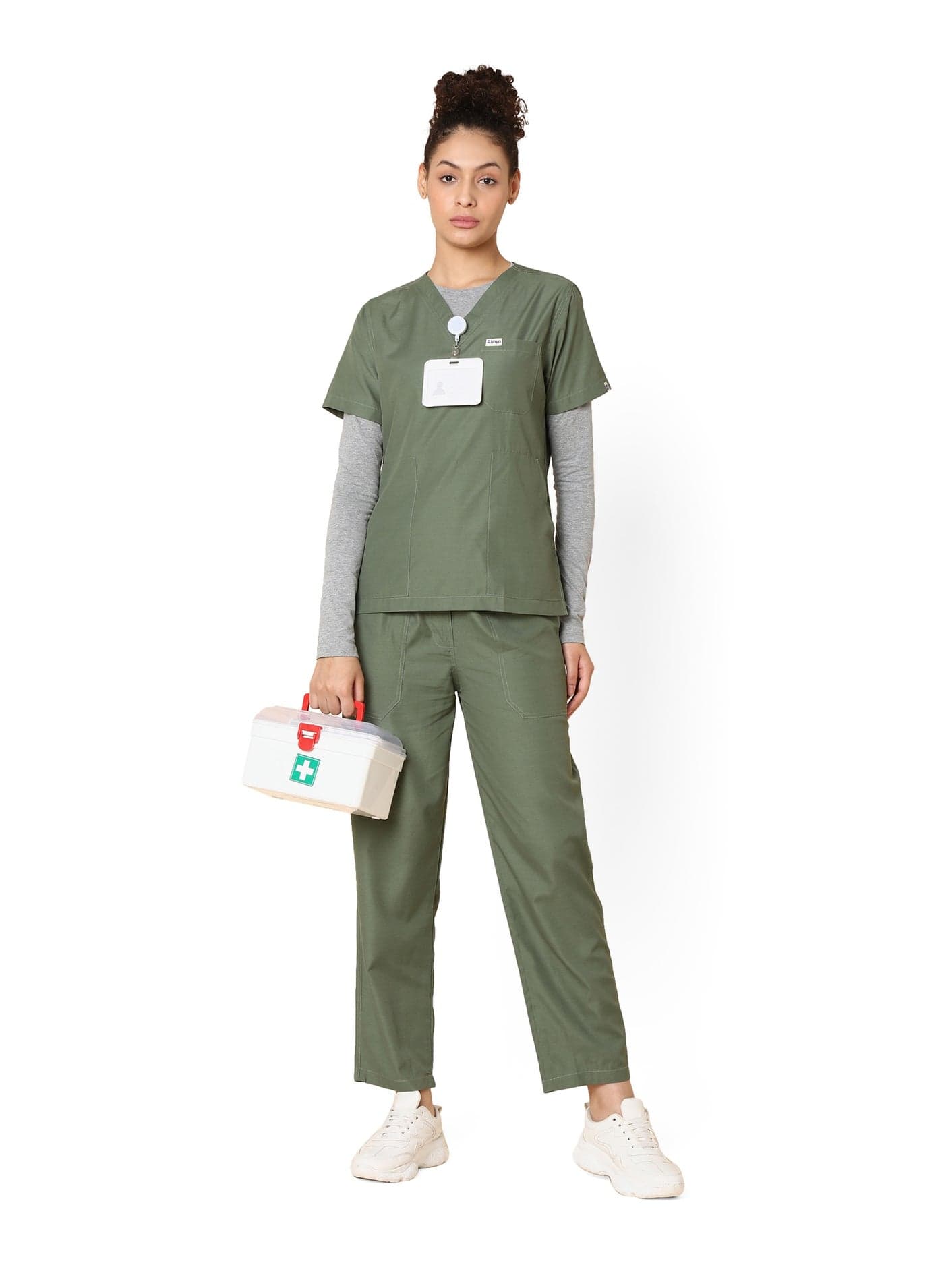 Knya Scrub Suit for Women | 5 Pockets | V Neck Top & Bottom Set | Short Sleeves | Lightweight & Breathable | Hospital, Clinic & OT Wear | Medical Uniform | Scrubs for Female Doctors, Nurses & Dentists
