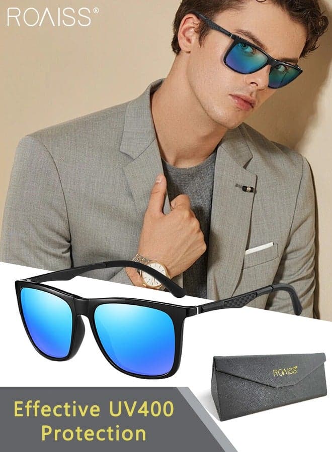 Men's Square Polarized Driving Sunglasses, UV400 Protection Vintage Sport Shades, Fashion Anti-glare Sun Glasses for Men Fishing, Traveling, Golfing, 57mm