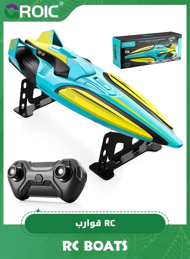 4DRC S1 RC Boat for Kids, Remote Control Boat,20+ MPH 2.4GHz Racing Boats for Pools and Lakes,Low Battery Alarm,Capsize Recovery,Pool and Lakes Toys