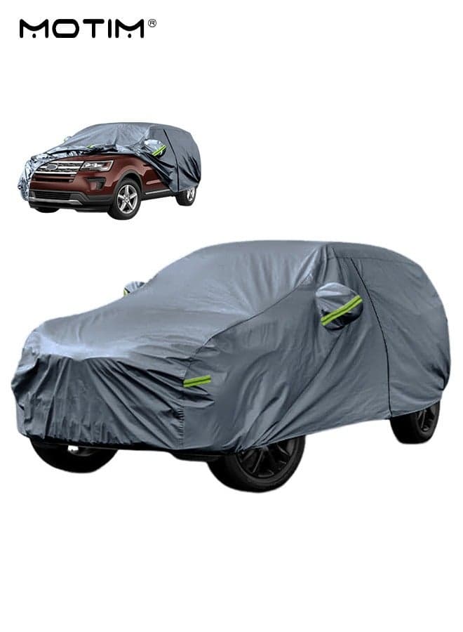 Full Car Covers SUV Cover 530*200*185 CM, Waterproof Dustproof Multi-Layers Full Car Cover with Zipper, Rain Sun UV Protection All Weather Scratch Resistant for SUV, YXXL