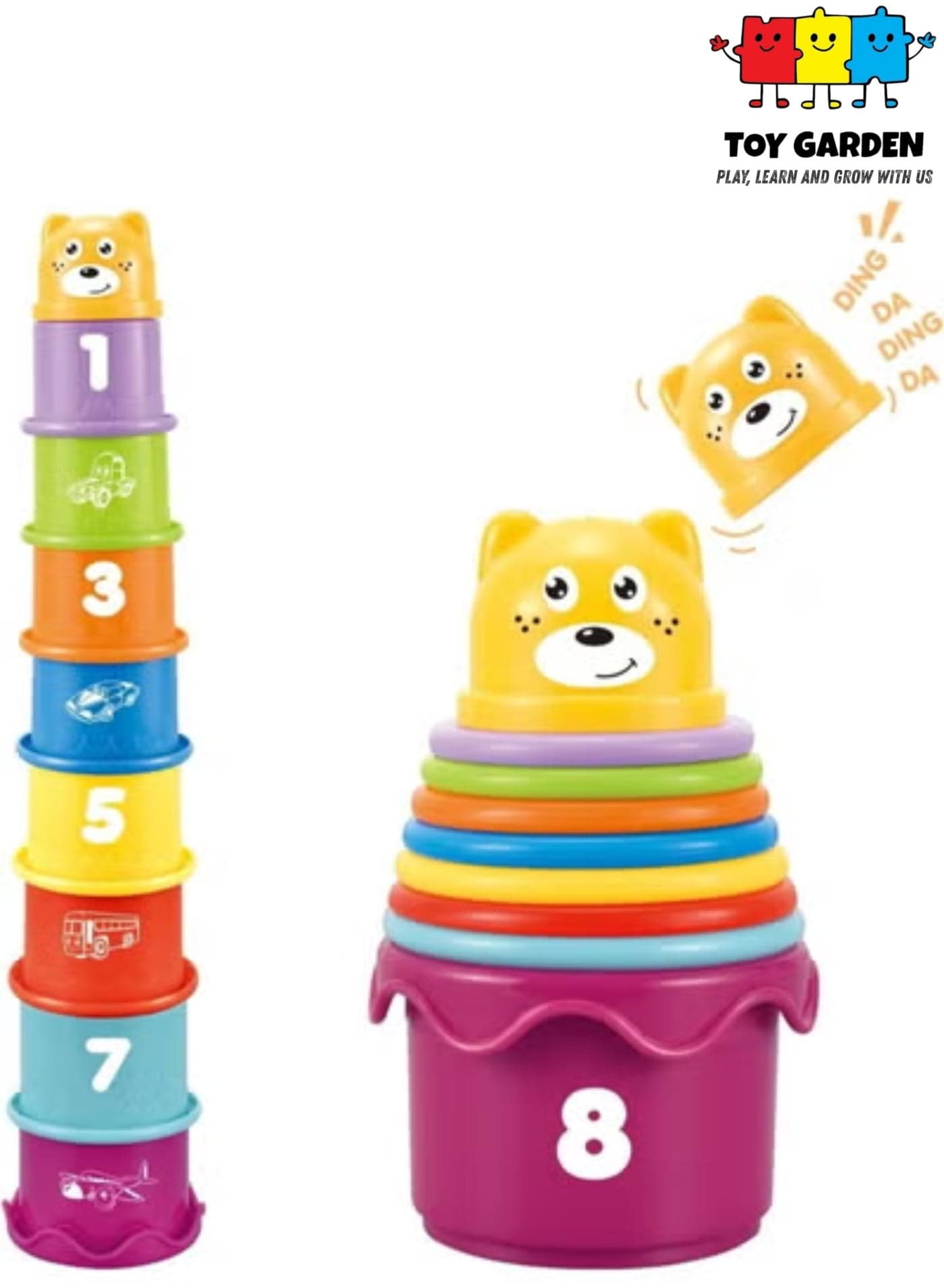 9-Piece Rainbow Stacking Cups Toy Set for Babies and Toddlers, Educational Developmental Learning Toy, Colorful Stacking Game Blocks for Early Skills, Cognitive and Motor Development, Fun Indoor Baby Toy for Boys and Girls