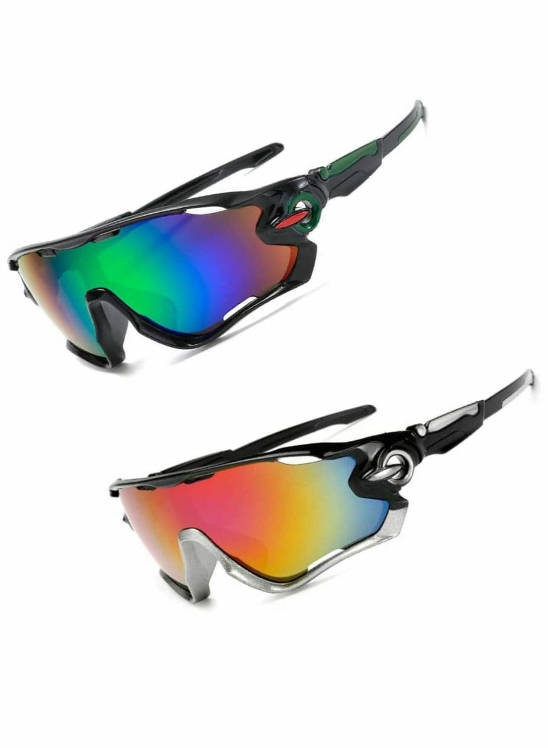 Polarized Sports Sunglasses, UV Protection Sunglasses for Men and Women, Cycling Glasses for Running Driving Golf Fishing Outdoor Activities 2 Pieces