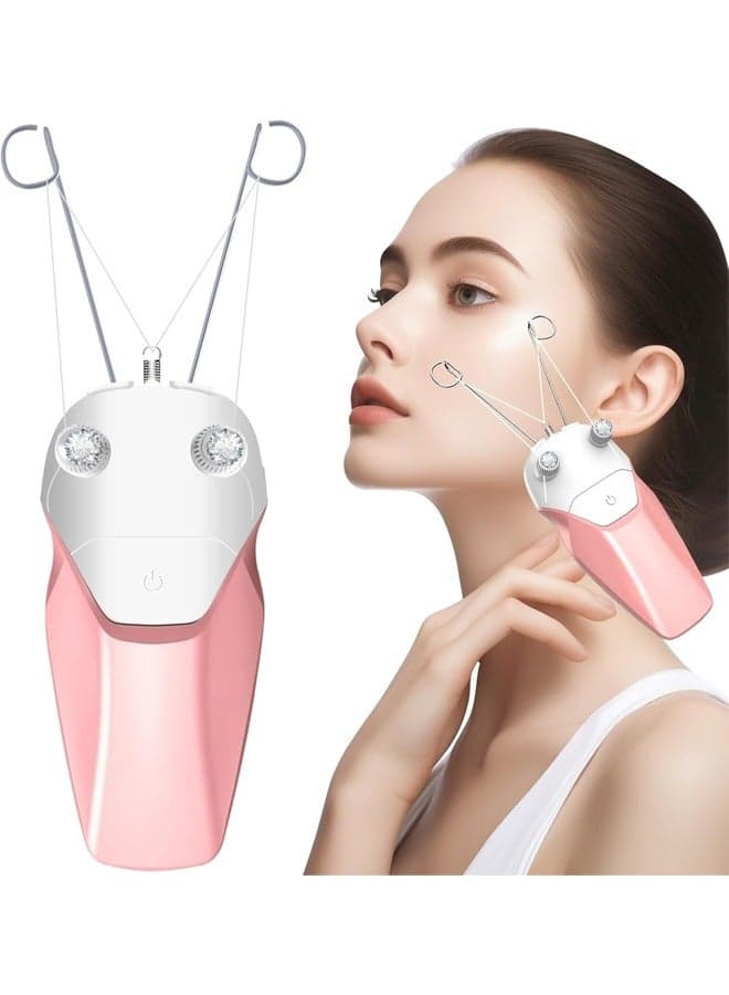 Lady Facial Threading Hair Remover,Electric Cotton Thread Epilator Painless Womens Facial Hair Remover USB Rechargeable Electric Hair Removal Device Chin Lip Cotton Thread & Pearl Powder Included