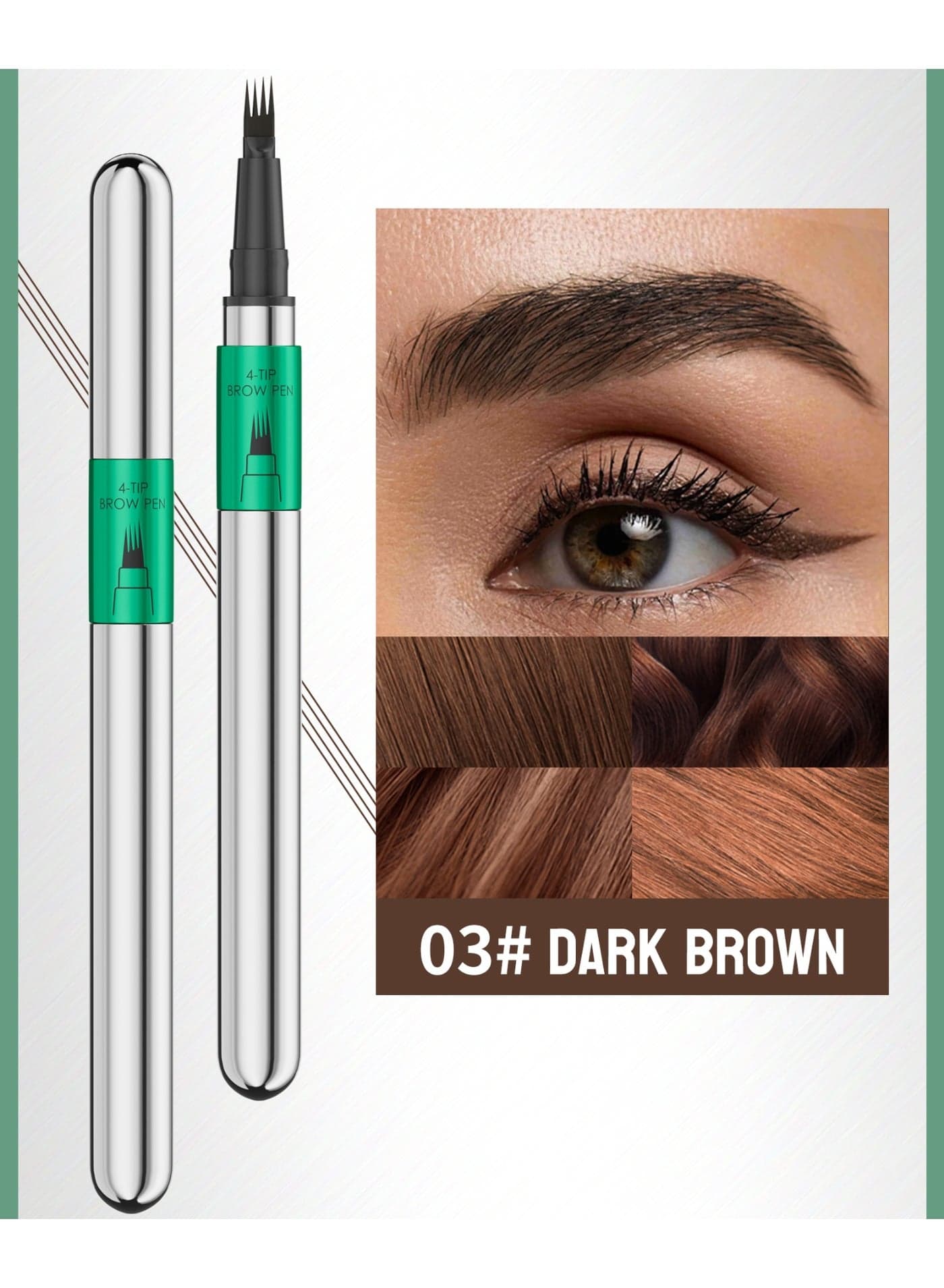 Dark Brown Waterproof & Sweatproof Eyebrow Pencil 4-Tips , Long-lasting makeup,Beauty eyes Smudge Resistant,Benefit Soft Finish