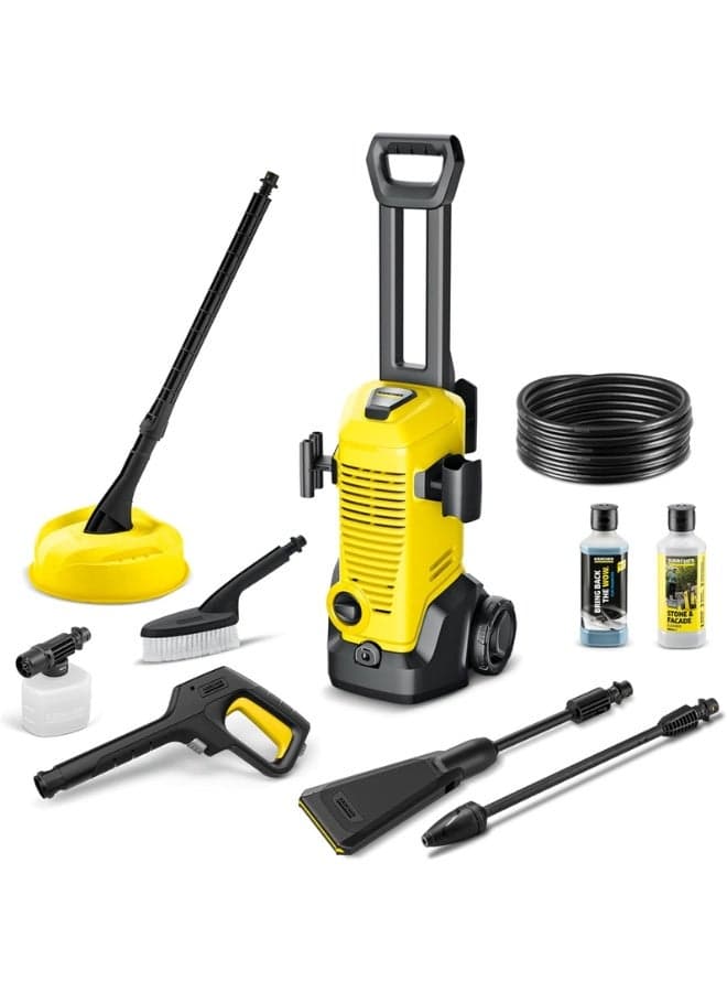 K 3 Eco Booster Car & Home Pressure Washer, 120 Bar, 1600W – Full Cleaning Kit with T 1 Surface Cleaner, Foam Jet, Wash Brush & 500ml Car Shampoo – 50% More Cleaning Power