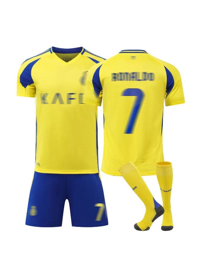 Al-Nassr CR7 #7 Kids & Youth Football Kit – Role-Play Sports Training Set (Top + Socks Included) Size:XL 