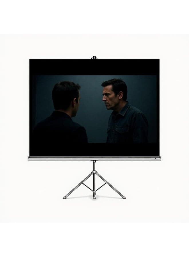100" Tripod Projection Screen with 160° Viewing Angle & PVC Matte White Fabric, 4:3 Aspect Ratio, Wrinkle-Free Surface, Stable Tripod Stand, Indoor Outdoor Portable Screen For Home theatre, Classrooms & Conferences - White