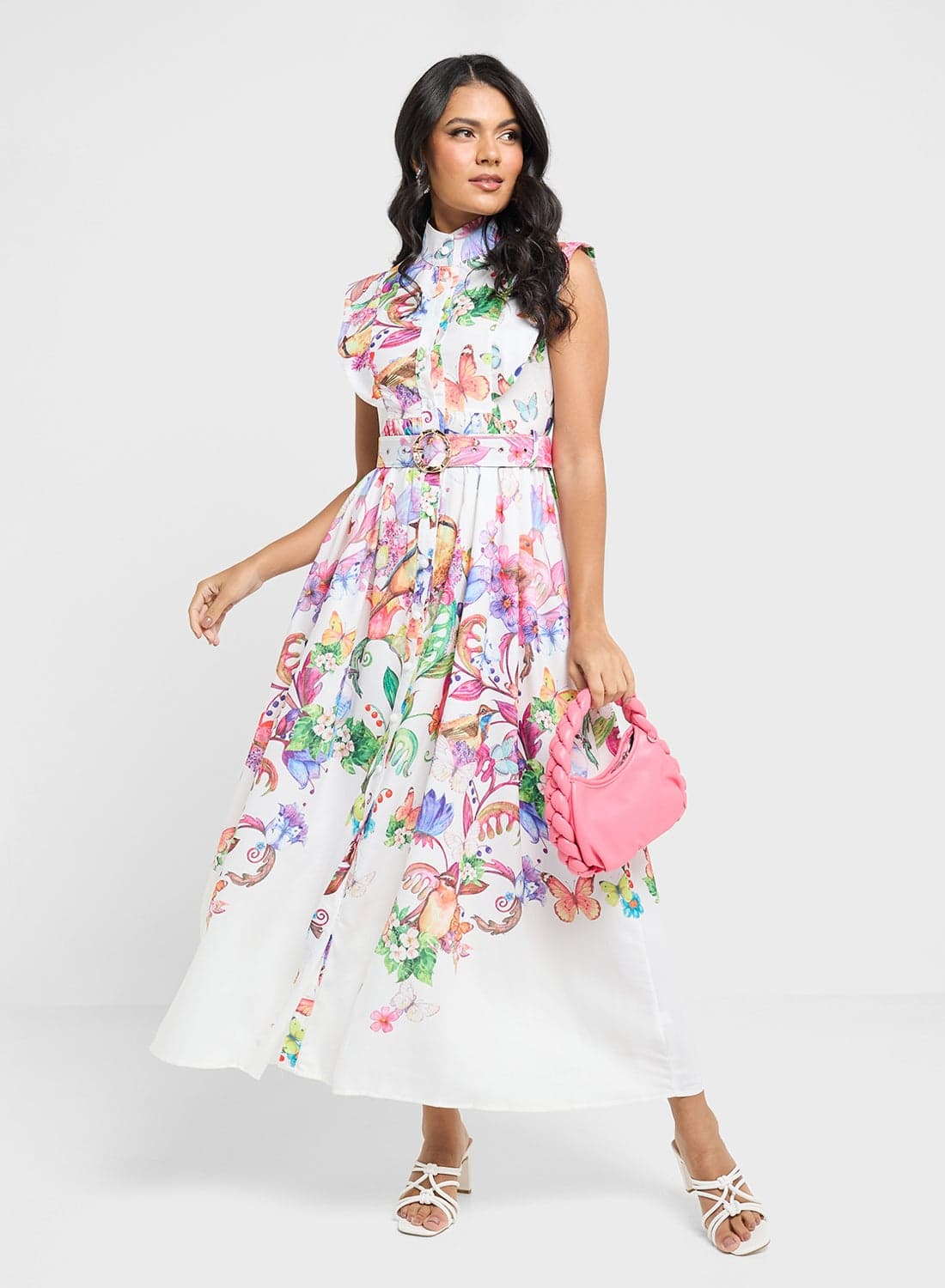 Belted Floral Maxi Dress