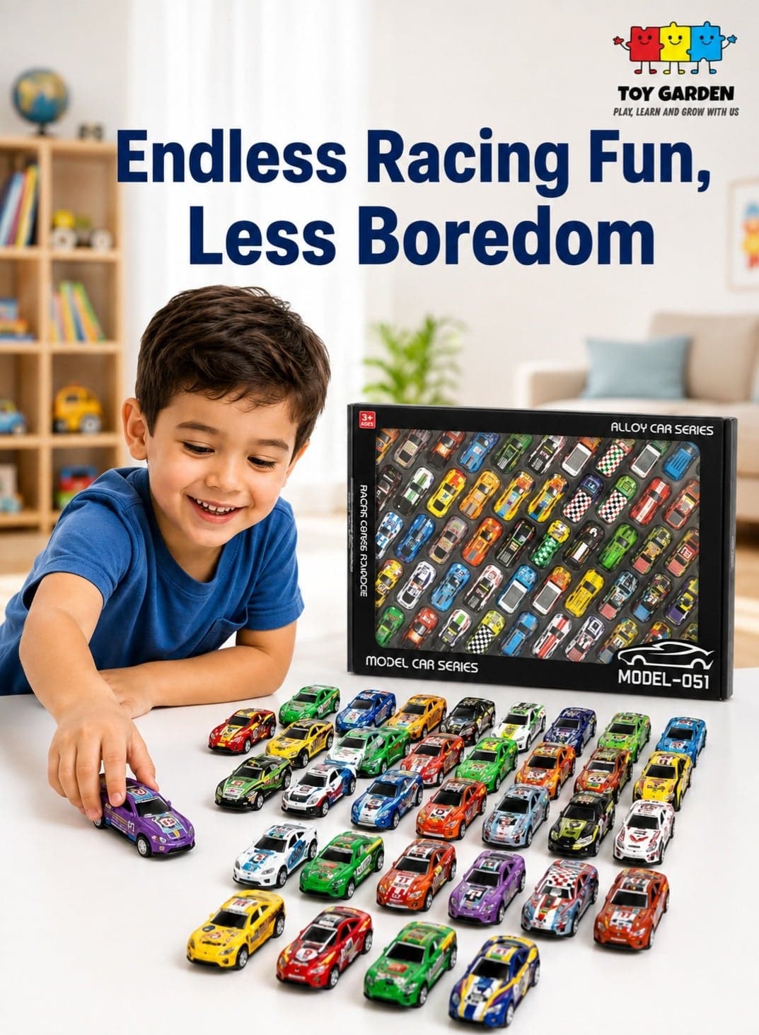 Die-Cast Metal Mini Cars, 50 Pcs Diecast Racing Car Set for Kids – Mini Sports & Race Car Collection Pack, Bulk Toy Cars Gift Set for Boys & Girls 2+ Years 3 4 5 6 7