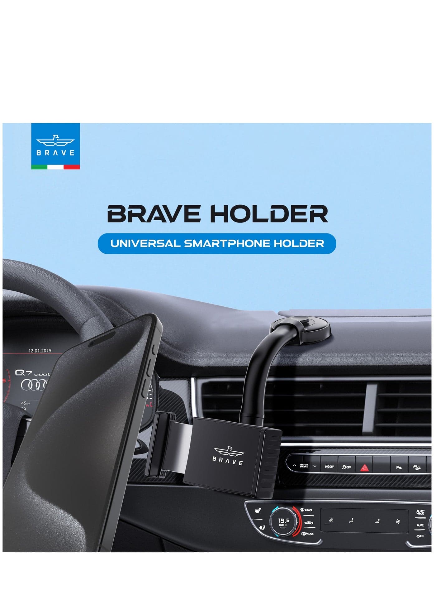 Universal 360° Rotating Car Phone Holder – Adjustable Dashboard Mount, Hands-Free Mobile Stand, Anti-Slip Strong Fixation, Easy to Install, Compatible with All Smartphones including iPhone Air, iPhone 17/16/15/14/13/12 Series, Samsung Galaxy S25/S24/S23/S22 Ultra, Huawei, Xiaomi, Oppo, Vivo, and All Android Devices – Black