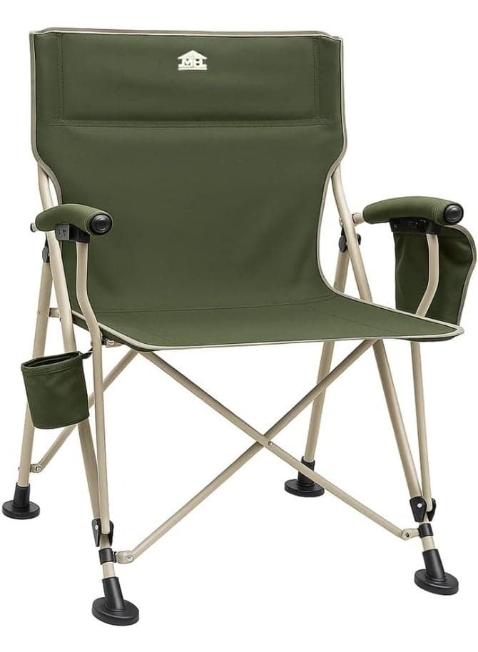 Multi Home Furniture Camping Chair Foldable – Portable Outdoor Chair with Cup Holder, Side Pockets – Beach Chair Foldable with Padded Armrests & Tilted Backrest – Picnic, Trekking, Garden Chair