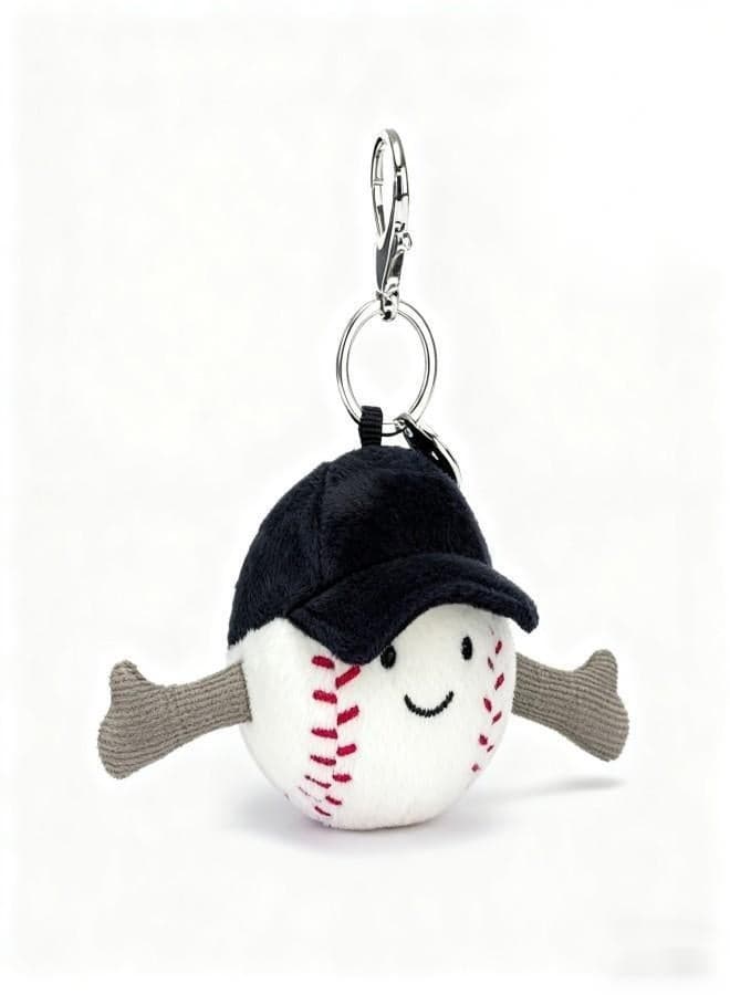 Amuseables Sports Baseball Bag Charm — Soft Plush Keychain Accessory (12cm x 6cm x 6cm, Sitting Height 6cm)