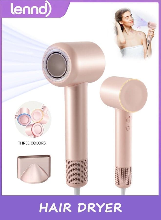 Hair Dryer, High-Speed Ionic Low Noise Blow Dryer with Brushless Motor for Fast Drying, Thermo-Control Quiet Compact Hair Blow Dryer for Curly Hair for Home Travel Salon
