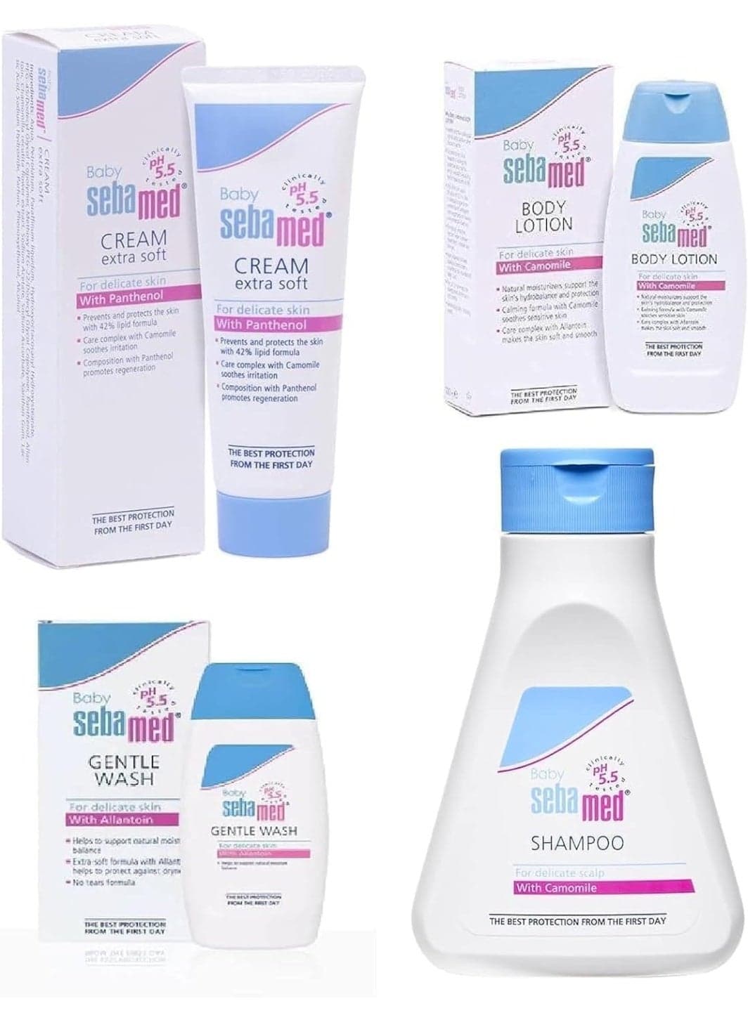 Sebamed Baby Travel Pack Shampoo 50ml Baby Wash 50ml Baby Cream 50ml & Baby Lotion 50ml (Pack of 4)