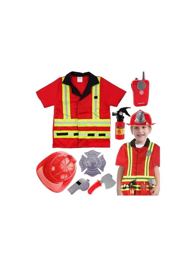 Home Smart Firefighter Role Play Dress Up Costume with Accessories Fire Extinguisher for Boys and Girls